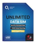 O2 Global Data SIM - 25GB Europe & USA Roaming + Unlimited UK Data - Preloaded for 1 Month - 1 Working Day Activation - For Phones & WiFi Routers