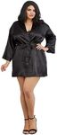 Dreamgirl Women's Plus Size Shalimar Charmeuse Chemise with Robe & padded Hanger, Black, 3X/4X