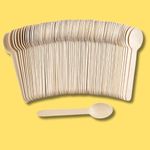 Strathcona Supply Premium Disposable Wooden 6.2" Spoons - Crafted from Recycled Material Perfect for Parties & Events (100)