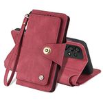 SWP Pouch for A53 5G, Clutch Wallet Case with Wrist Strap [9 Card Slots] [Stand Feature] Money Pocket Shockproof Case Compatible with Samsung Galaxy A53 5G (Red)