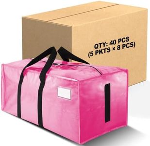 HOMESURE Supports 200lbs Heavy Duty Moving Bags - Strong Zipper & Wrap-Around Handles - Water-Resistant Storage Totes, Durable Alternative to Moving Boxes - 40 Pack - Pink