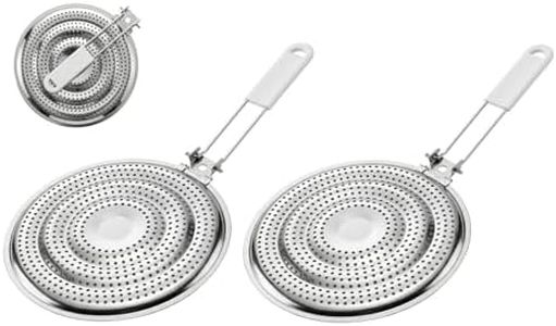 HIC Kitchen Heat Diffuser Reducer Flame Guard With Removable Handle, Stainless Steel, Distributes Heat Evenly And Reduces Scorching, For Gas Electric Glass Stovetops, 8.25-Inch, Set of 2
