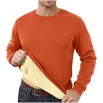 Men's Sweatshirts UK Clearance, Warm Fleece Plain Colour Jumpers Causal Sherpa Lined Pullover Sweater Classic Winter Sweatshirt Mens Long Sleeve Fleece Jumper Daily Office Basic Loose Fit Orange