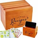 Lumicook Wood Recipe Box, With 120 4x6 inch Cards and 7 Dividers, Bamboo, Wooden Recipe Holder, Gift for Mom, Women, Wedding, Christmas, Recipe box, Recipe Box with Cards and Dividers