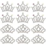 kilofly 12pc Princess Party Favor Crown Crystal Rhinestone Tiara Hair Comb Clip