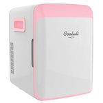 Cooluli 10L Mini Fridge for Bedroom - Car, Office Desk & College Dorm Room - 12V Portable Cooler & Warmer for Food, Drinks, Skincare, Beauty, Makeup & Cosmetics - AC/DC Small Refrigerator (Pink)