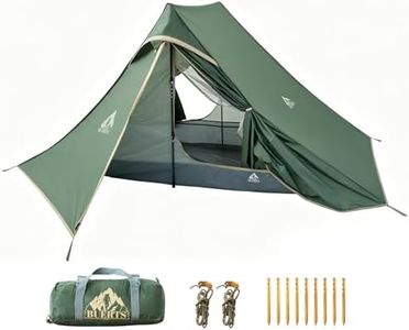 Buerts 1-Person or 2-Person Ultralight Trekking Pole Tent, Backpacking Tent for Scouts & Trekker Easy Setup Shelter for Outdoor Hiking, Climbing and Camping(No Trekking Poles) (2 Person Green)