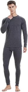 Iguana Mens 100% Merino Wool Base Layer Sets for Ski Lightweight Thermal Underwear Heather Grey Medium