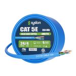 Syston Cable Technology Cat 5e Ethernet Network Cable - 50 FT，350MHz 24AWG Solid Bare Copper Wire Outdoor/Indoor, Bulk No Ends 10 Ft to 1000 Ft Available, Heat Resistant Riser Rated - CMR