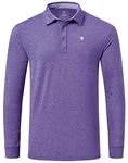 MoFiz Men's Long Sleeve Golf Polo Shirt Lightweight Active Work Polo Shirt UPF 50+ Sun Protection Athletic Hiking Fishing Sportswear Shirt Purple L