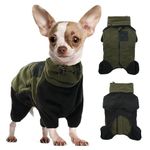 DENTRUN Small Dog Winter Coat Warm Fleece Jacket, Removable Turtleneck Dog Cozy Sweater Puppy Cold Weather Outfit Windproof Costumes, Small Breed Pets Apparel Dog Fleece Onesies Soft Woolly Pajamas