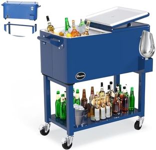 YITAHOME 80 Quart Rolling Cooler Cart, Portable Outdoor Wagon Cooler with 360° Swivel Wheels, Handles and Bottom Tray, Beverage Standing Cooler with Bottle Opener for Beach Patio Party