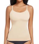 ONEW Shapewear Tank Tops for Women Tummy Control Scoop Neck Compression Camisole Tops Seamless Slimming Body Shaper,Beige,Medium