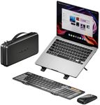 ProtoArc Foldable Keyboard Mouse Combo, XKM01 CaseUp Portable Bluetooth Keyboard and Mouse with Laptop Stand, a Mobile Work Solution for On-The-Go, Compatible with Laptop PC MacBook Windows Mac OS