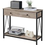 Yaheetech Console Table with Large Drawer and Shelf, Sofa Table, Long Narrow Wood Hallway Table for Living Room, Entryway, Easy Assembly, Industrial Style Gray