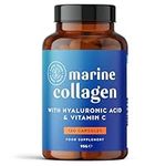 Marine Collagen Capsules 2200mg - Enhanced with Hyaluronic Acid and Vitamin C - High Strength Hydrolysed Collagen Supplements for Women and Men - 120 Capsules - for Skin, Joints and Hair - Alpha Foods