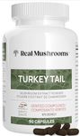 Real Mushrooms Turkey Tail Capsules - Organic Extract with Immunomodulating Properties & Measured Beta-Glucans - Vegan Mushroom Supplement, 90 Caps