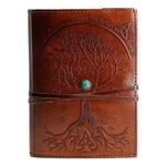 Leather Journal Refillable Lined Paper Tree of Life Handmade Leather Journal/Writing Notebook Diary/Bound Daily Notepad for Men & Women Medium, Writing pad Gift for Artist, Sketch (8 X 6)