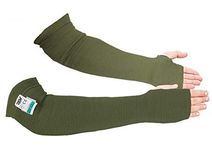 BSV Kevlar Arm Protection Sleeves with Thumb Hole - Cut, Scratch, Bite and Heat-Resistant - Unisex, 18", 1 Pair, S-green, 18 inches