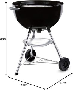 Weber Bar-B-Kettle Charcoal BBQ, 57cm – Porcelain-Enamelled, Black/Silver