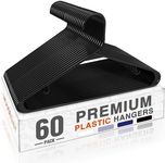 HOUSE DAY Black Plastic Hangers 60 Pack, Durable Clothes Hanger with Hooks, Space Saving Hangers are Perfect for Use in Any Closet, Light-Weight Clothes Hangers Plastic for Everyday Use