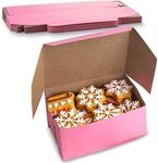 MT Products Pink Cookie Boxes - Size of 6" x 4 1/2" x 2 3/4" - (25 Pieces) Bakery Boxes No-Window - Lock Corner to Keep Muffins, Donuts, and Cookies - Made in the USA