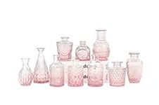 Pink Glass Bud Vase Set of 10 - Min