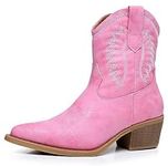 GLOBALWIN Pink Cowboy Boots For Wom