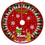 Fzbali Merry Christmas Small Tree Skirt 24 Inches, Mini Lace-up Red Green Buffalo Plaid Check, Xmas Santa Max Snowflakes Dog Rustic Home Decorations New Year Holiday Party Farmhouse Decor