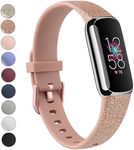 Vanjua Band Compatible with Fitbit Luxe Bands Women Men, Soft Silicone Adjustable Waterproof Sport Replacement Wristbands Strap for Fitbit Luxe Fitness Tracker (Small, Shine RoseGold)