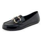 Aerosoles Women's Denver Loafer Flat, Black Patent Crinkled Faux Leather, 11 Wide