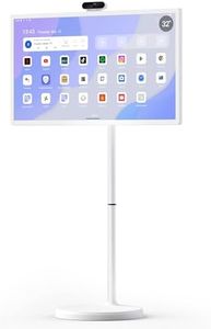 Cozyla Tablet TV: 32 Inch Smart Portable TV on Wheels, 1080P Touch Screen Monitor with Built-in Battery, Android OS with 4K Camera, Wireless Casting, Full Swivel Rolling Stand for Home & Office, White