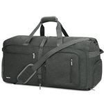 WANDF Travel Duffle Bag 65L Shoes Compartment Foldable Overnight Weekender Bag Carry On Bag for Men Women (Grey)