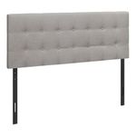 Monarch Specialties I 6003Q Bed, Headboard Only, Queen Size, Bedroom, Upholstered, Linen Look, Grey, Transitional