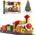 RHYOCIYE Christmas Train Set Classic Train Set with Lights and Sounds Railway Tracks Sets for Boys Girls Tracks Playset for Under The Tree Electronic Toys Gift for 4 5 6 7 8+ Kids