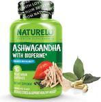 NATURELO Ashwagandha - Pure Dried Root Powder Extract with Black Pepper for High Absorption - Ancient Herb Used for Centuries for All Round Well-Being - 90 Vegan Capsules | 3 Month Supply