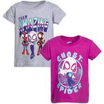 Marvel Spidey and His Amazing Friends Toddler Girls 2 Pack T-Shirts Grey/Purple 2T