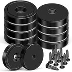 MIKEDE Strong Magnets Heavy Duty, 150LB Neodymium Cup Magnets with Countersunk Hole, Stainless Screw for Wall Mounting, Rare Earth Magnets Black Round Base Disc Magnet 1.4" D x 0.27" H - 10 Pack