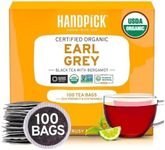 HANDPICK, Organic Earl Grey Black Tea Bags (100 Count) Double Bergamot Oil | Caffeinated, USDA Organic Earl Grey Tea Bags | Flavoured With Citrus and Bergamot Brew Hot/Iced Tea with or without milk