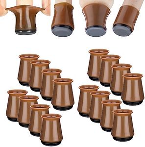 Aneaseit Chair Leg Sliders for Carpet - 1 1/8" x 16 pcs Brown - Silicone Heavy Duty Furniture Movers w/PTFE Bottom - Table Feet Covers Pads Protectors for Smooth Glides - Small