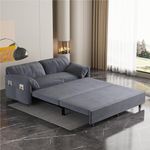 UPYOOE 63.8" Futon Sofa Bed Queen Size, Pull Out Bed, 3-in-1 Convertible Sleeper Sofa with Side Pocket, Modern Velvet Futon Couch for Living Room, Small Space, Apartment, Bedroom, Dark Grey