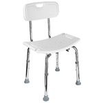 LIVINGbasics™ Tool-Free Assembly Shower Chair Adjustable Shower Bench Bathtub Seat with Removable Back, 350lbs Capacity, White