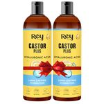 Rey Naturals Castor Plus Hyaluronic Hair Oil|Helps In Hair Growth,Hairfall Control, Skin Care &Moisturizing Dry Skin|Long Lasting Hydration & Non-Sticky Hair|For All Hair Types| 200Ml * 2