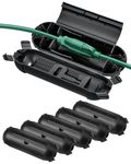 DEWENWILS 6-Pack Outdoor Extension Cord Safety Cover, Water-Resistant Seal Housing with 4 Latches, Adjustable Compartment for AWG 12/14/16 Cords, Protect Christmas Decoration Lights and Plugs, Black