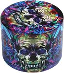 LIHAO 2 inch Grinder 4 Layer Zinc Alloy Spice Grinder - Blue Eyes Skull Design for Halloween Decor