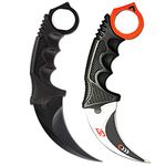 Karambit Knife Tactical Knife Stainless Steel Fixed Blade Knife with Sheath and Cord Suitable for Hunting Camping Field Survival and Collection-2 Pieces