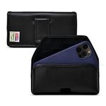 Turtleback Belt Clip Designed for iPhone 13 & 13 Pro / 12 & Pro Belt Case Black Leather Holster with Executive Belt Clip, Horizontal Made in USA