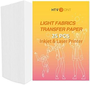 HTVRONT Heat Transfer Paper for Light T Shirts -25 Sheets 8.5x11" Iron on Transfer Paper for Inkjet & Laser Printer, Stretchable & Durable Printable Heat Transfer Vinyl, Easy to Use