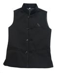 BABY BOSS Stylish Sleeveless Waistcoat Nehru Jacket Blazer for Kids Boys (Regular, 14-15 Years, Black)