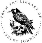 Custom Book Stamp Raven Skull, Pers